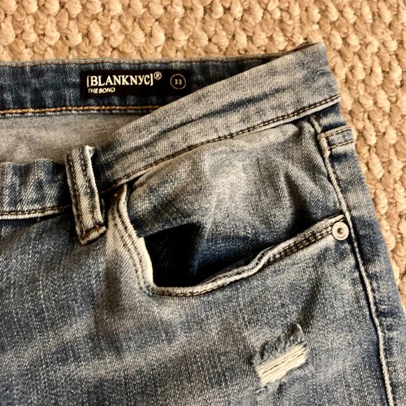 Blanknyc The Bond Womens Stretch Denim Distressed Jeans Skinny Leg Size 33 Blue - Picture 4 of 6